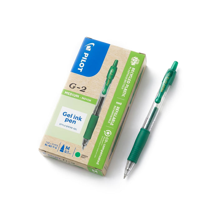 Stylo gel PILOT G-2 – Pointe moyenne 0,7 mm (Rouge / Bleu / Vert)