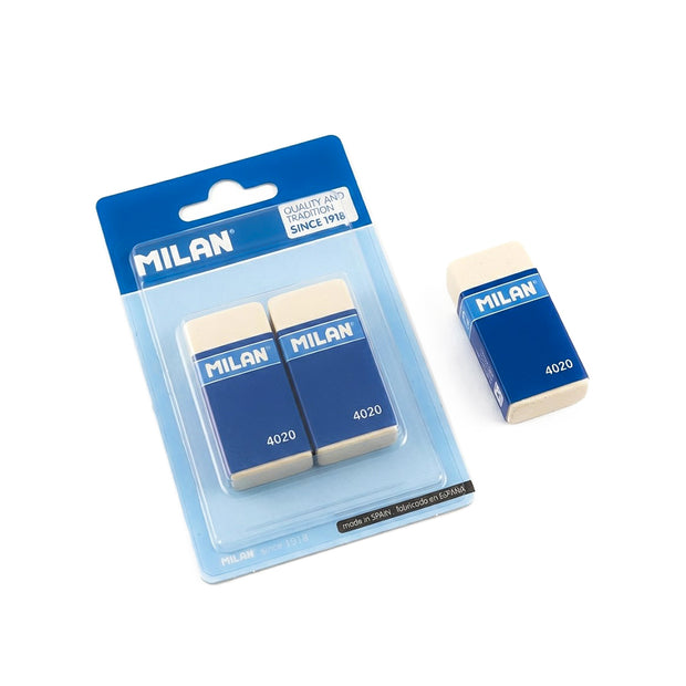 Gomme MILAN 4020 – Lot de 2 gommes blanches