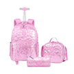 Cartable Scolaire Fille à Roulettes Brillant Étoiles – Set 3 Pièces