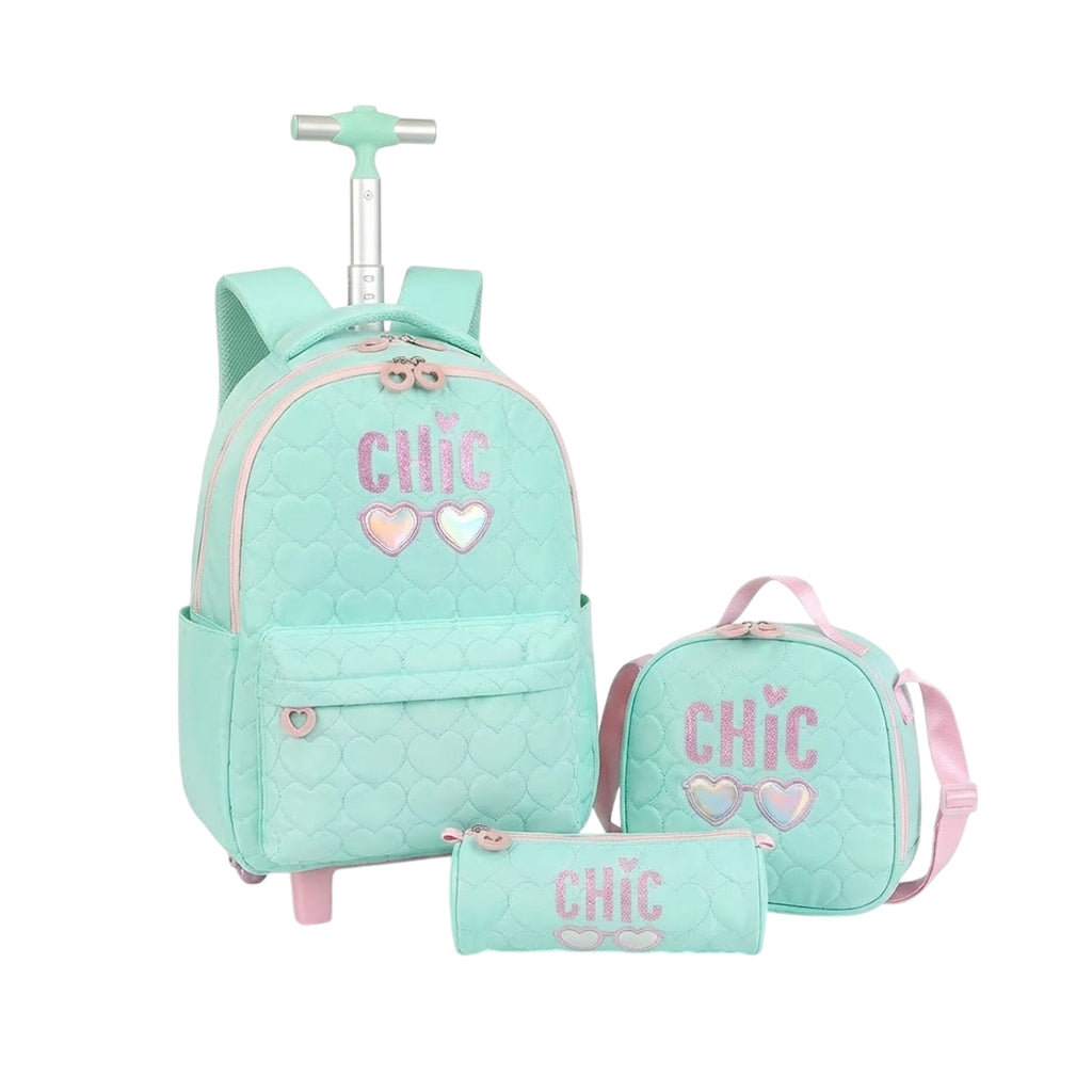 Cartable à Roulettes Fille 3 Pièces CHIC – Maternelle & Primaire