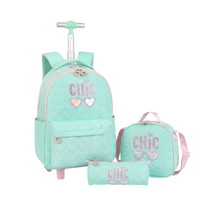 Cartable à Roulettes Fille 3 Pièces CHIC – Maternelle & Primaire
