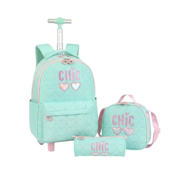 Cartable à Roulettes Fille 3 Pièces CHIC – Maternelle & Primaire