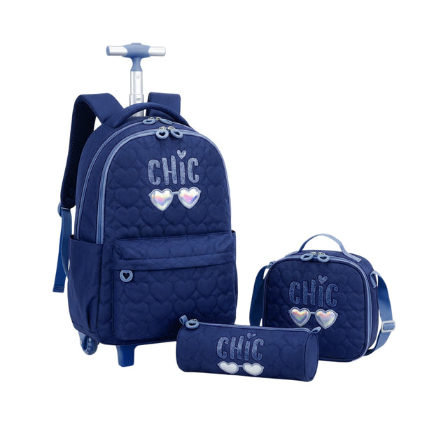 Cartable à Roulettes Fille 3 Pièces CHIC – Maternelle & Primaire