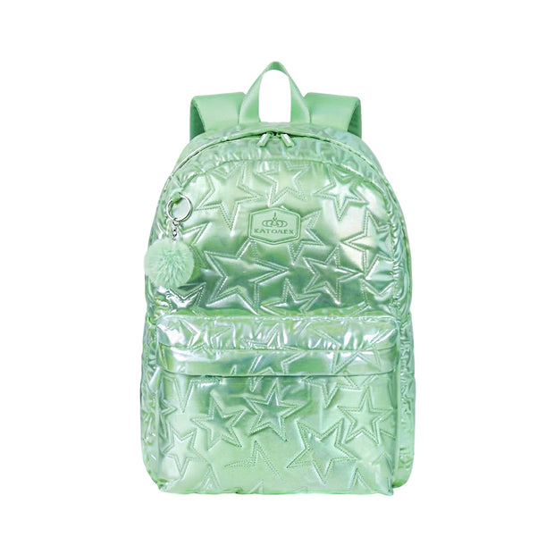 Sac à Dos Fille Brillant Étoiles – Effet Verni & Pompon