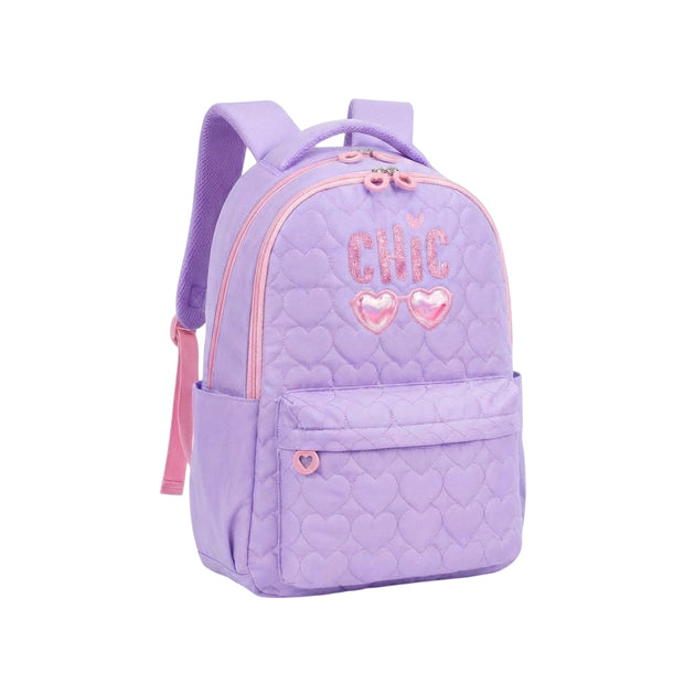 Sac à Dos Fille CHIC Matelassé Cœurs – Cartable Léger École Primaire