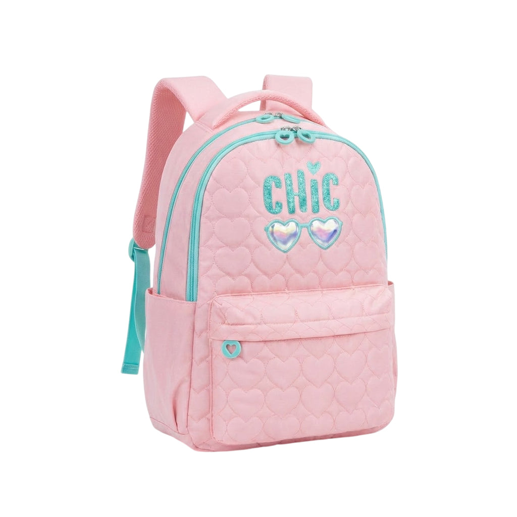 Sac à Dos Fille CHIC Matelassé Cœurs – Cartable Léger École Primaire