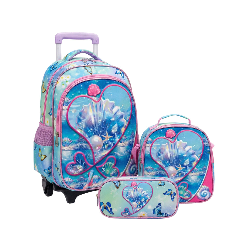 Pack Scolaire Premium 3 Pièces – Sac à Dos à Roulettes Trolley