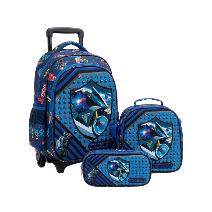 Pack Scolaire Premium 3 Pièces – Sac à Dos à Roulettes Trolley