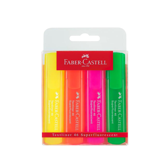 Faber-Castell – Surligneurs Textliner 46 Superfluorescent (Pack 4 Couleurs)