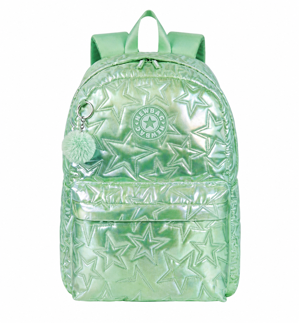 Sac à Dos Fille Brillant Étoiles – Effet Verni & Pompon