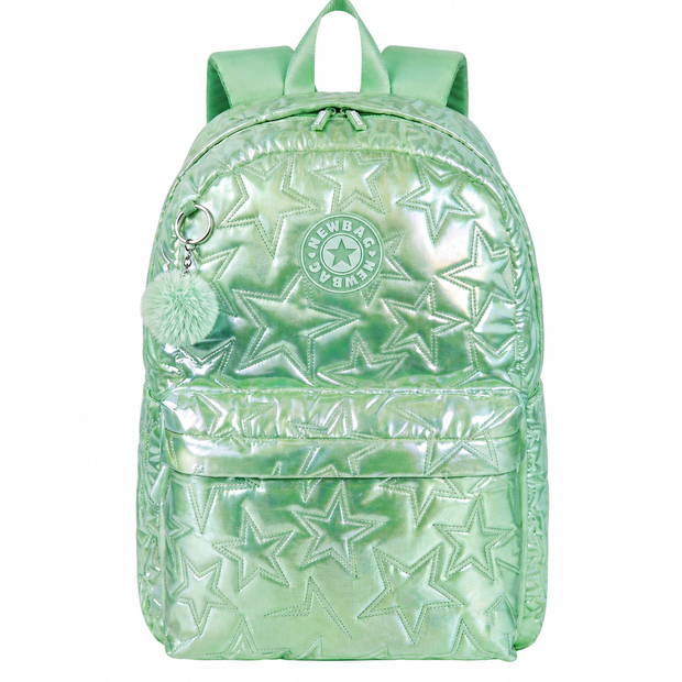 Sac à Dos Fille Brillant Étoiles – Effet Verni & Pompon