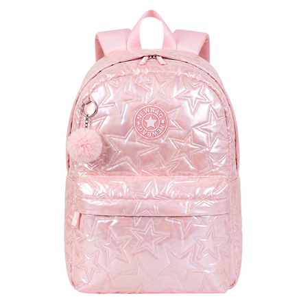 Sac à Dos Fille Brillant Étoiles – Effet Verni & Pompon