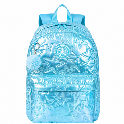 Sac à Dos Fille Brillant Étoiles – Effet Verni & Pompon