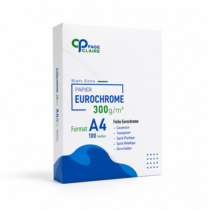 Papier Eurochrome A4 300g Blanc Extra – 100 Feuilles – Couvertures, Menus & Présentations Premium