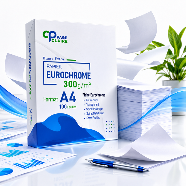Papier Eurochrome A4 300g Blanc Extra – 100 Feuilles – Couvertures, Menus & Présentations Premium