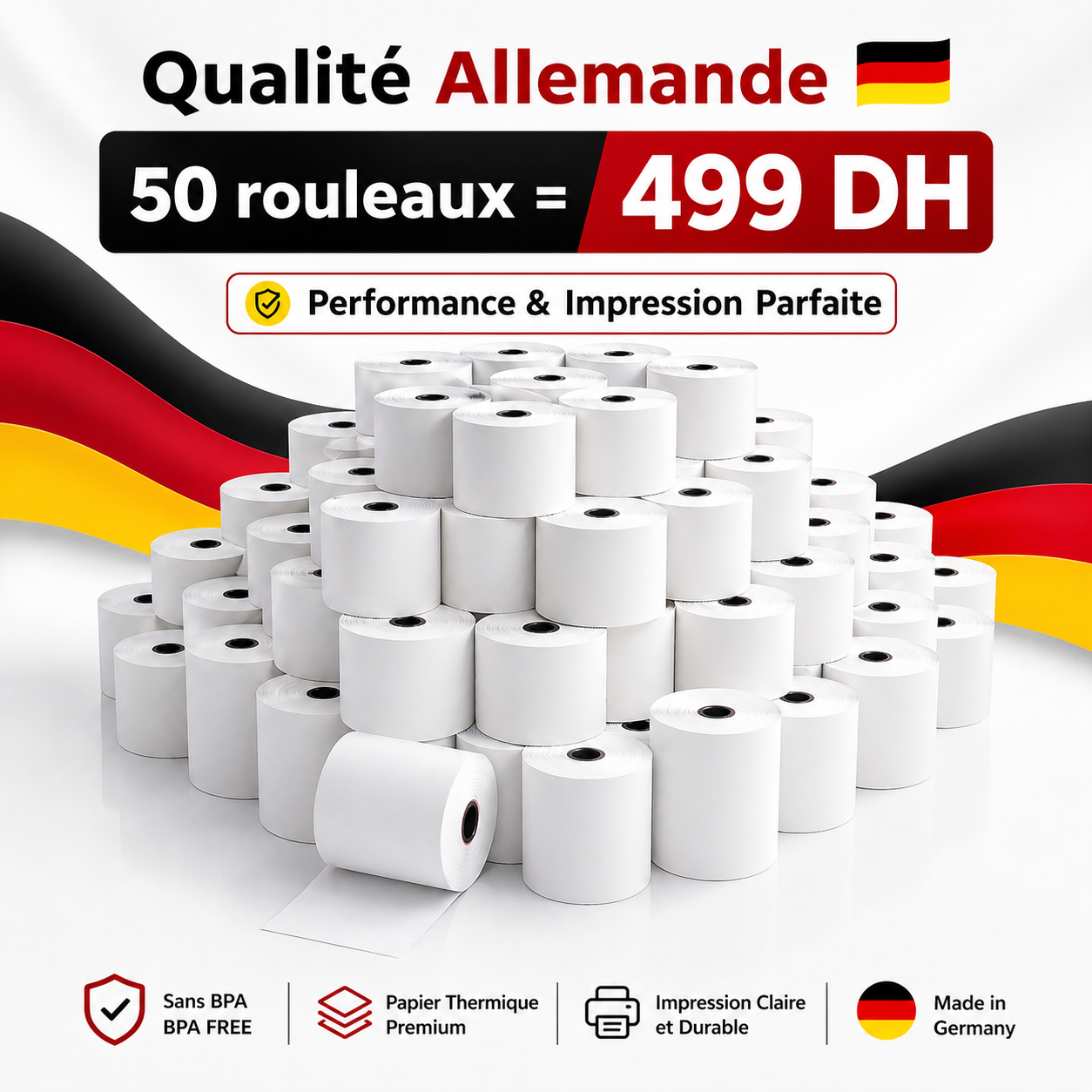 Rouleaux Thermiques BPA Free 80x75 – Qualité Premium (Made in Germany)