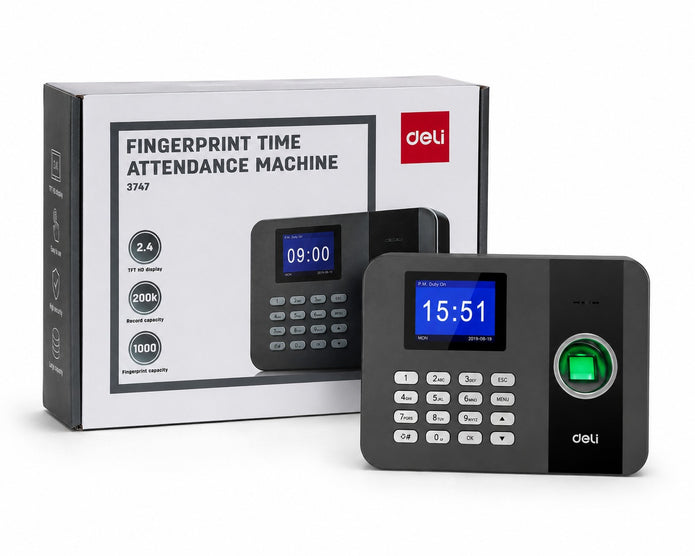 Pointeuse Biométrique Deli 3747 – Lecteur d’Empreintes Digitales