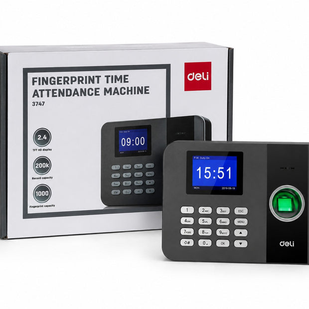 Pointeuse Biométrique Deli 3747 – Lecteur d’Empreintes Digitales
