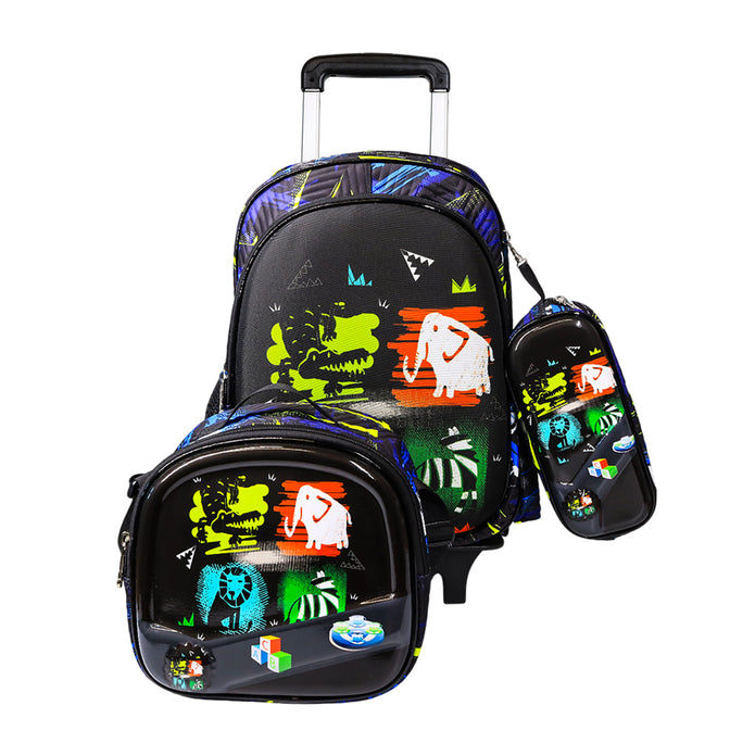 Pack Scolaire 3 Pièces Premium – Cartable à Roulettes Trolley 3D