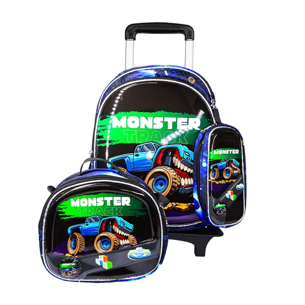 Pack Scolaire 3 Pièces Premium – Cartable à Roulettes Trolley 3D