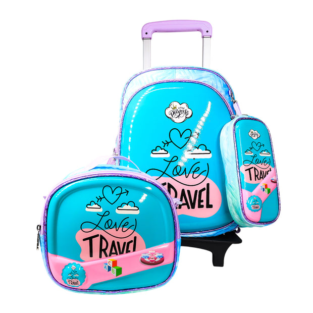 Pack Scolaire 3 Pièces Premium – Cartable à Roulettes Trolley 3D