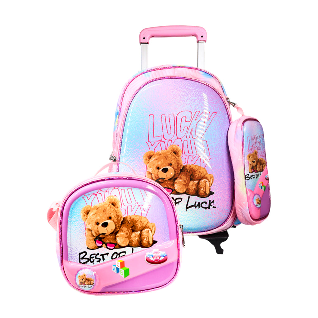 Pack Scolaire 3 Pièces Premium – Cartable à Roulettes Trolley 3D