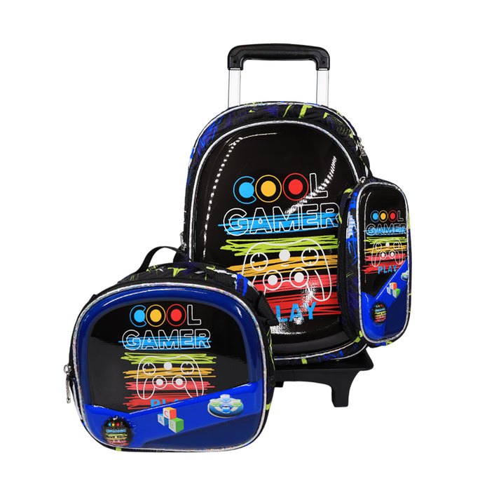 Pack Scolaire 3 Pièces Premium – Cartable à Roulettes Trolley 3D